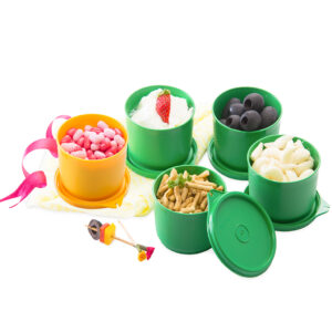 Varmora Magnum | 100 Ml Small Plastic Containers With Air- Tight Lids | Set of 4 | Green & Yellow | BPA-Free | Perfect for Sauces & Condiments | Food-Grade Material