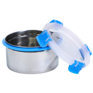 Varmora Clip N Fresh | Steel Container With Plastic Lid | Airtight & FDA-Approved | Space-Saving Design | 100% Food-Grade Material | 520 ML