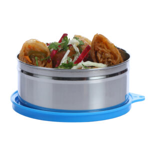 Varmora Easy Steel Container With Plastic Lid | FDA Approved BPA-Free | Airtight Stainless Steel Bowl | 100% Rust-Free |  390 ML