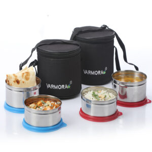 Varmora SS Executive | Set of 2 – Stainless Steel Lunch Box For Office | Insulated Carry Bag Included | Airtight & Leak-Proof | FDA Approved & BPA-Free