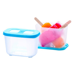 Varmora | Air-Tight Plastic Freezer / Fridge Containers | Set of 2 | Transparent With Blue Lid | Food-Grade Material | Stackable Design | FDA Approved & BPA-Free | 350 ML