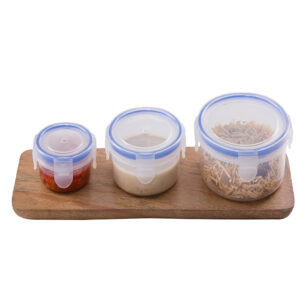 Varmora Clamp It Full Set | Clear Round Plastic Container | Air-Tight Lid | SET OF 3 | Stackable & BPA Free | Food-Grade Material