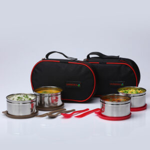 Varmora Xtra | Leak Proof Stainless Steel Lunch Box | 2 Containers w/ Spoons | Lunch Bag Included | Airtight & Leak-Proof | FDA Approved & BPA-Free | Unbreakable