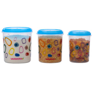 Varmora Glory | Plastic Kitchen Storage Containers Big Size | With Air-Tight Lid | Transparent – Set of 3 | BPA-Free | Food-Grade Plastic