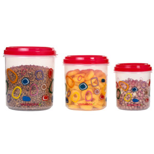 Varmora Mini Glory | Transparent Plastic Storage Containers With Airtight Lid For Kitchen | Set of 3 | Food-Grade Plastic | BPA-Free