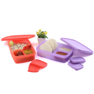 Varmora Fresh Bite | Plastic Tiffin Box | Ideal for Small Meals | Air – Tight & BPA-Free | Set OF 2