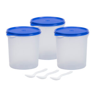 Varmora Grocery Container | Round Plastic Container | Transparent – Set of 3 | Air-Tight Seals | FDA Approved & BPA-Free | Food-Grade Material