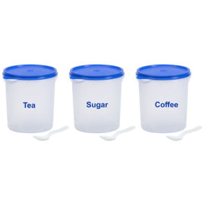 Varmora Grocery Container With Spoon | Round Plastic Container | Transparent – Set of 3 | Air-Tight Seals | FDA Approved & BPA-Free | Food-Grade Material