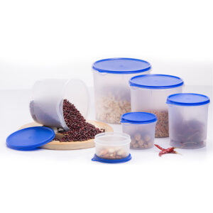 Varmora Magnum | Round Plastic Container For Kitchen | Transparent – Set of 5 | Food-Grade Material | Air-Tight Seals | FDA Approved & BPA-Free