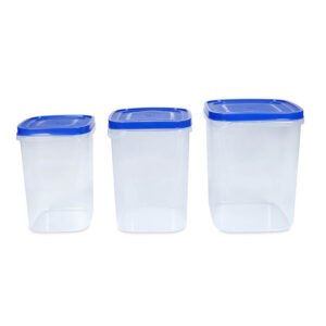 Varmora Glory Square Container Set | Unique Shape for Versatile Storage | Easy-to-Open Lid | Transparent & Space-Efficient | Hygienic 100% Food-Grade Material | SET OF 3