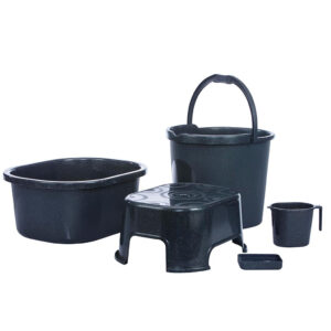 Varmora Oval | Plastic Bathroom Set | Set Of 5 | Includes Bucket, Mug, Stool, Basin, & Soap Box | Super Durable & Unbreakable Plastic | BPA Free
