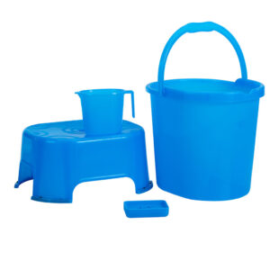 Varmora Plastic Bathroom Set | Includes Bucket, Mug, Stool & Soap Box | Unbreakable Plastic | BPA Free | Set Of 4