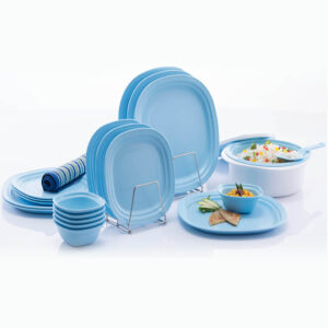 Varmora Plastic Dinner Set | Set of 21 | Includes Plastic Dinner Plates, Bowls & Casserole | Microwave-Safe, Dishwasher-Friendly | BPA Free