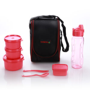 Varmora Pop-Up | 3 Insulated Lunch Boxes W/t Bottle | Lunch Bag Included | Raspberry Pink | Airtight & Leak-Proof | Microwave & Dishwasher Friendly | 100% Food Grade