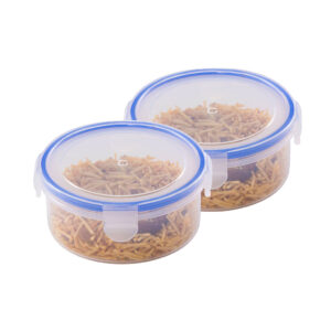 Varmora Clamp It | Transparent Round Plastic Container | Set of 2 – 450 ML | Air-Tight Lid | Stackable & BPA Free | Food-Grade Material |