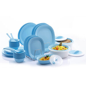 Varmora Plastic Dinner Set | Set of 36 | Includes Plastic Dinner Plates, Spoons, Bowls & Casserole | Microwave-Safe, Dishwasher-Friendly | BPA Free