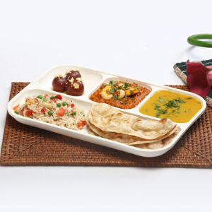 Varmora Plastic Partition Plate With 4 Compartments | Ideal For Canteens, Hospitals & Midday lunch platters | BPA Free | 100% Food-Grade Material | Set of 1