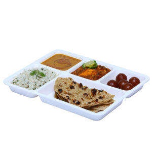 Varmora Plastic Partition Plate With 5 Compartments | Ideal For Canteens, Hospitals & Midday lunch platters |100% Food-Grade BPA Free Material | Microwave-Safe, Dishwasher-Friendly | Set of 1