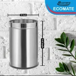 Ecomate Steel Dustbin Plain 10 Inch x 14 Inch - Image 2