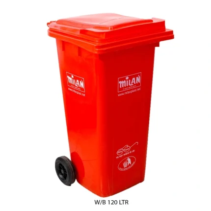 Milan Garbage Waste Trolley Bin Red 120 Litre