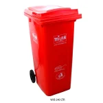 Milan Garbage Waste Trolley Bin Red 240 Litre