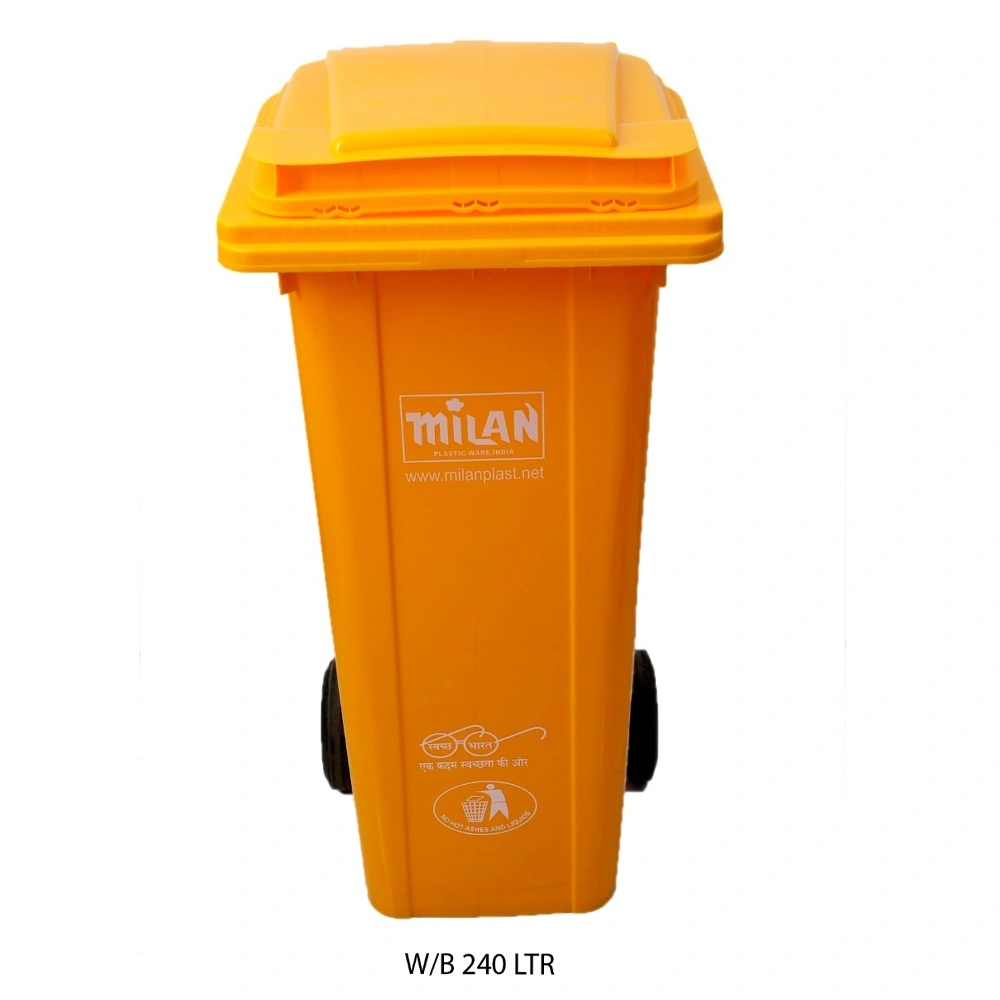 milan-garbage-trolley-bin-240-litre-yellow-front.webp Milan Garbage Waste Trolley Bin Yellow 240 Litre - Image 1