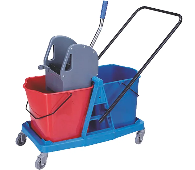 ecomate-double-bucket-wringer-mopping-trolley-red-blue-46-litre-front.webp Ecomate Double Bucket Wringer Mopping Trolley Red & Blue 46 Litre - Image 1