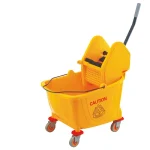 Ecomate Single Bucket Wringer Mopping Trolley Yellow 15 Litre